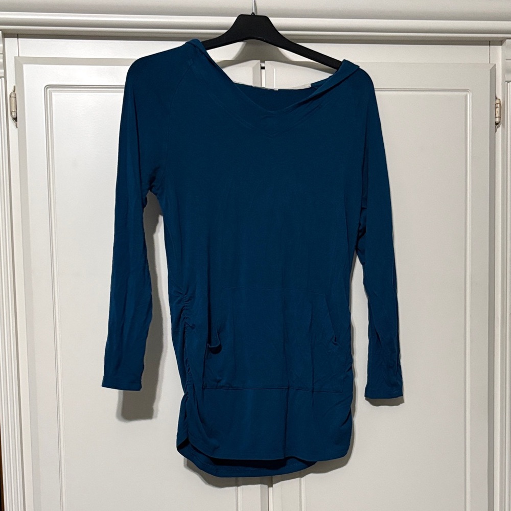 Maternity: Women's Long Sleeve Teal Scoop Neck Top